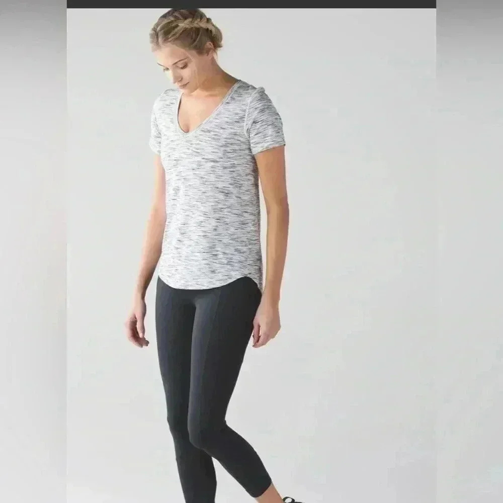 Lululemon What The Sport Tee Tiger Space Dye Size 4 PIT-15.5''